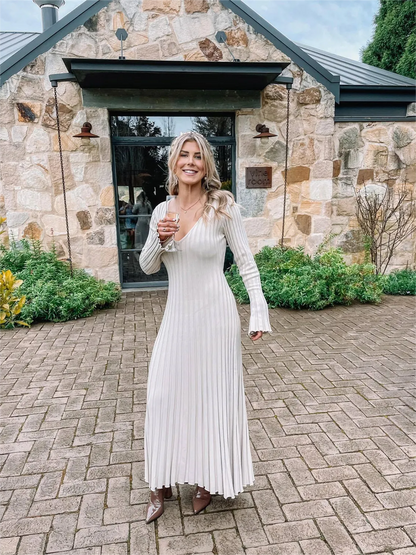 Fall New Sleeved Knit Midi Dress