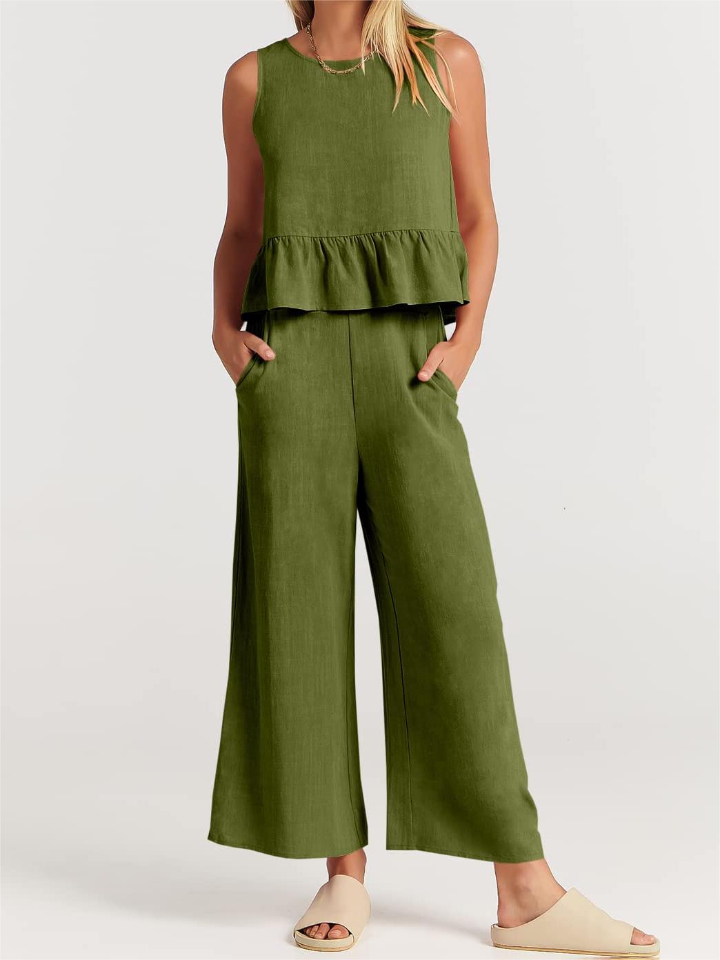 Women's Summer 2 Pieces Outfits - Lounge Set with Pockets