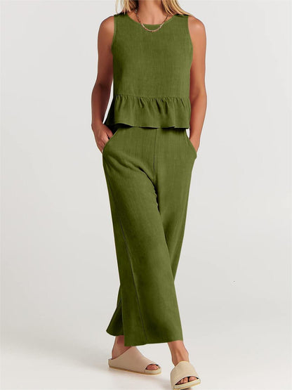 Women's Summer 2 Pieces Outfits - Lounge Set with Pockets