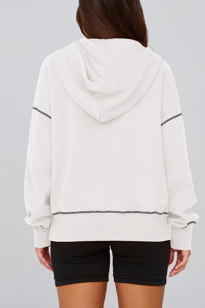 Women's Half Zip Long Sleeve Cropped Hoodie