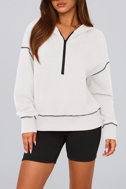 Women's Half Zip Long Sleeve Cropped Hoodie