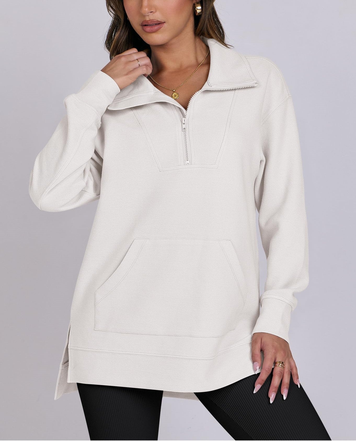 Women's Quarter Zip Oversized Knit Pullover