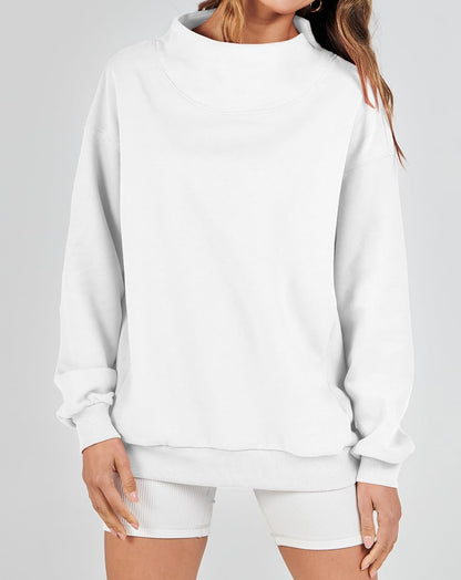 Women's Slit Mock Neck Oversized Sweatshirt