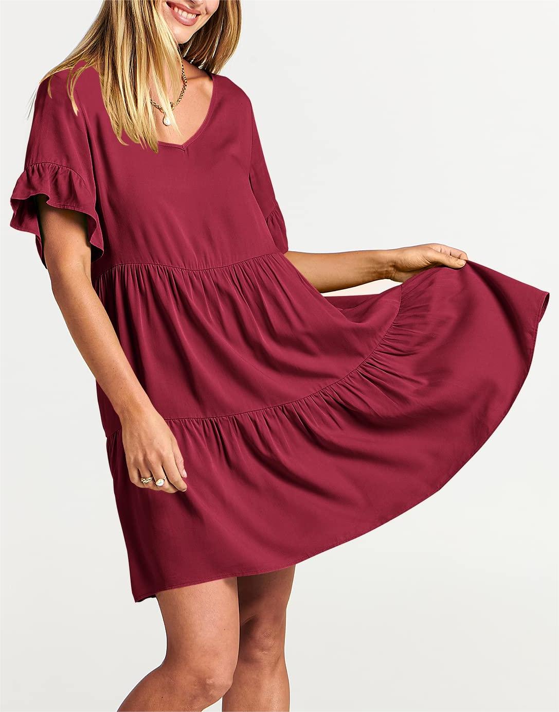 Casual Ruffle A-Line Flowy Mini Beach Dress