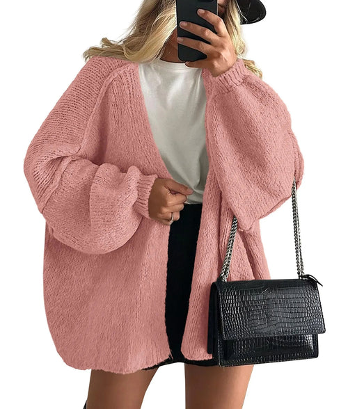 Women Oversized Open Front Knit Cardigan