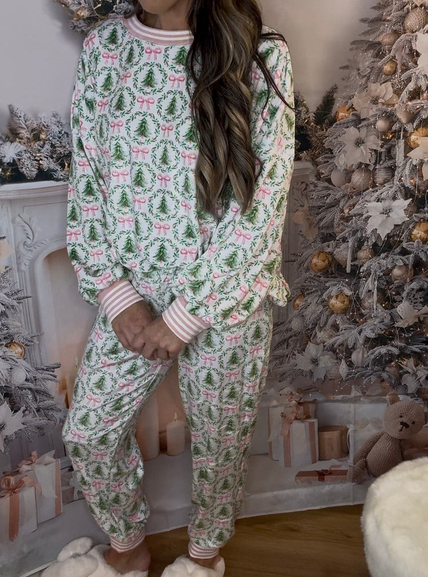 Christmas Trees and Bows Pajama Set