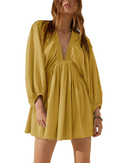 Women's Casual Loose Flowing V-Neck Dresses