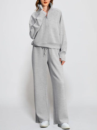 Women's Oversized Half Zip 2 Piece Sweatsuit Set