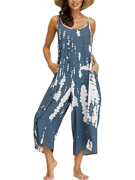Women's Summer Cool Printed Spaghetti Strap Jumpsuit