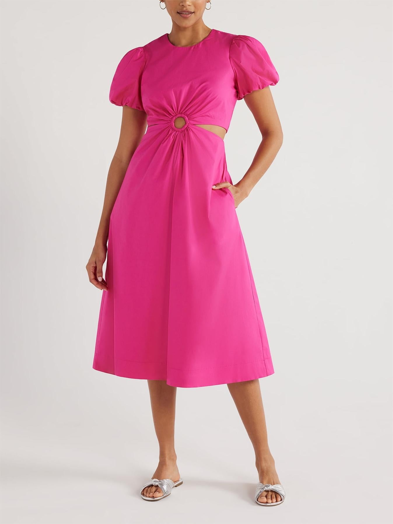 Bubble Sleeve Cutout Dress