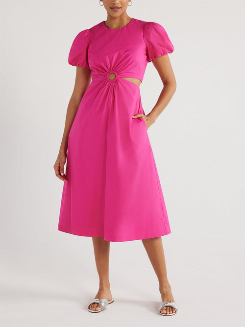 Bubble Sleeve Cutout Dress