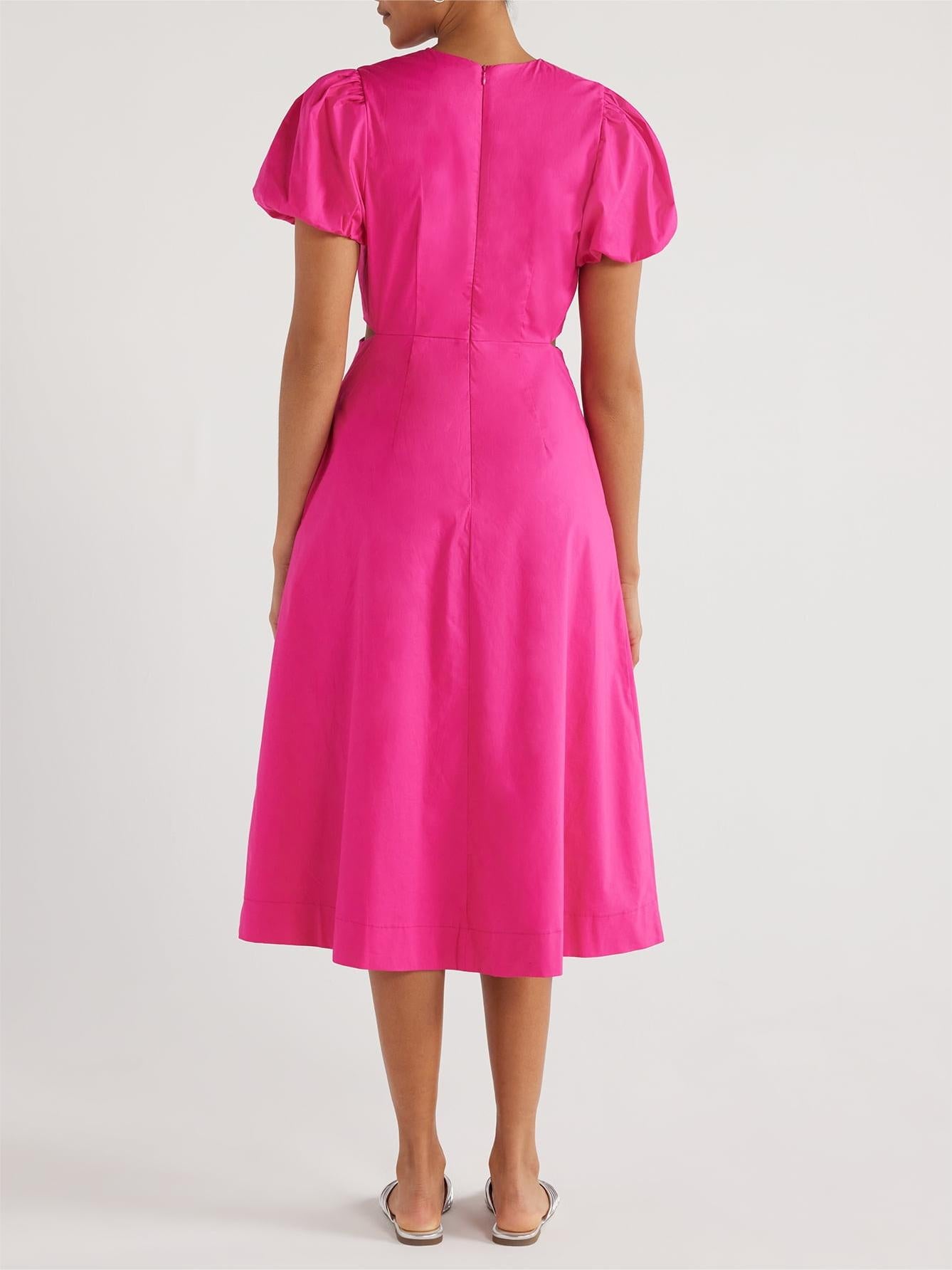 Bubble Sleeve Cutout Dress
