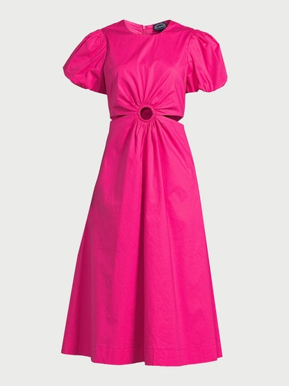 Bubble Sleeve Cutout Dress