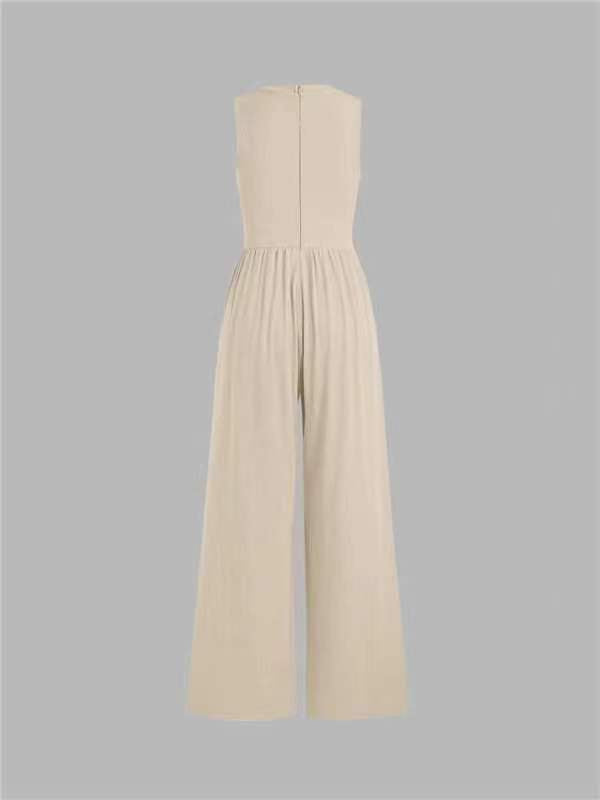 Women's Solid Sleeveless Wide Leg Jumpsuit