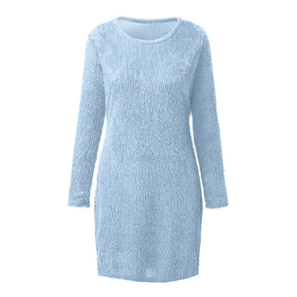 Women's Fashion Plush Sexy Waist Hugging Long-Sleeved Dress