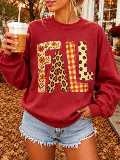 Women's Vintage Fall Letter Print Casual Sweatshirt