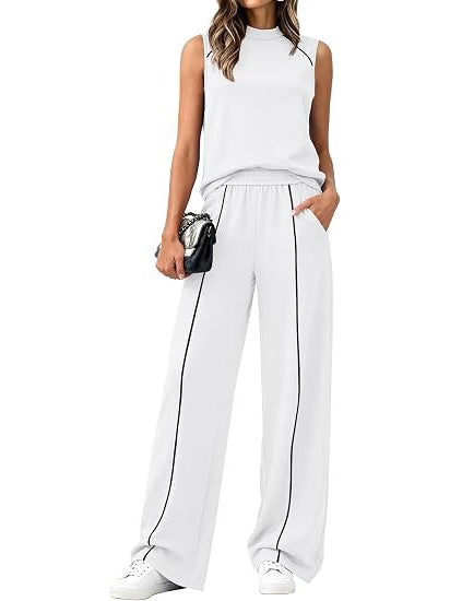 Women's Linear Contrast Trim 2 Piece Outfit