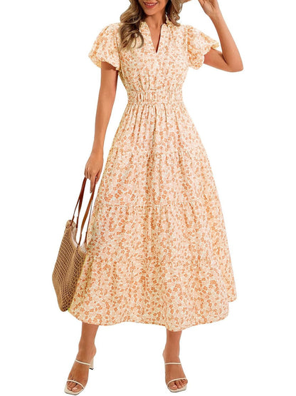 Women's Flowy Elastic Waist Garden Dress