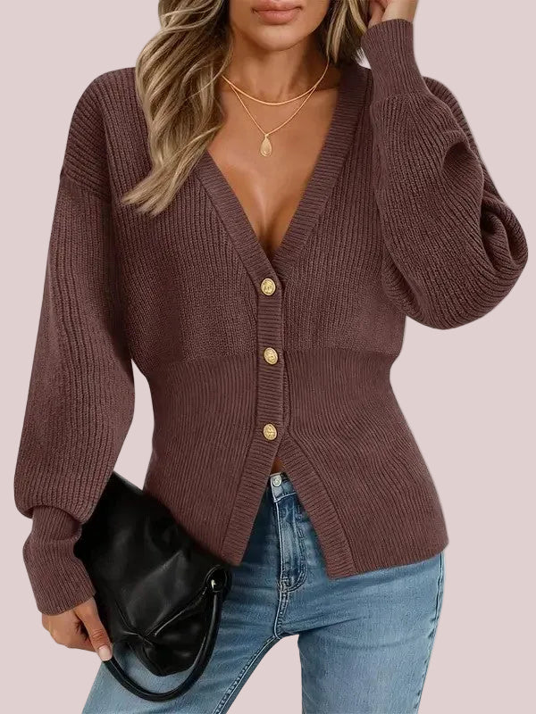 Women's Casual Chic Waist-Cinched Knit Cardigan