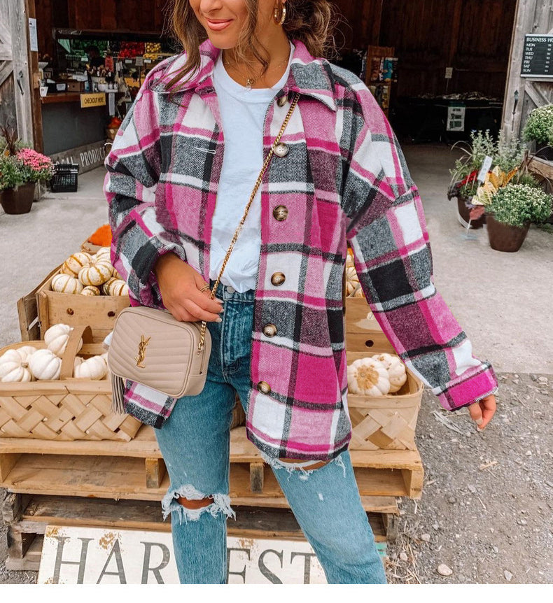 Plaid Print Button Through Shacket