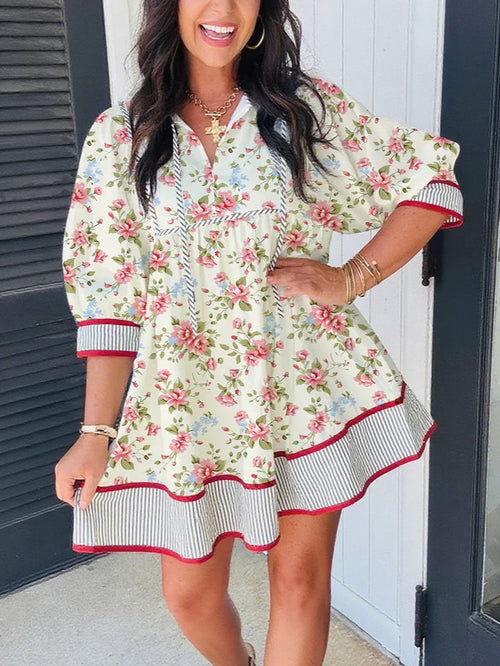 Women's Vintage Floral Loose Mini Dress