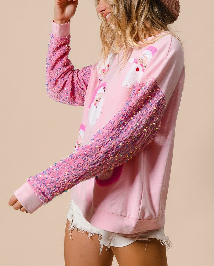 Women's Sequine Santa Christmas Sweatshirt