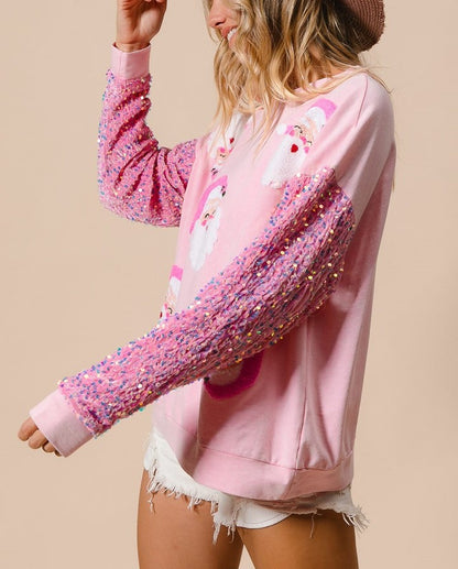 Women's Sequine Santa Christmas Sweatshirt