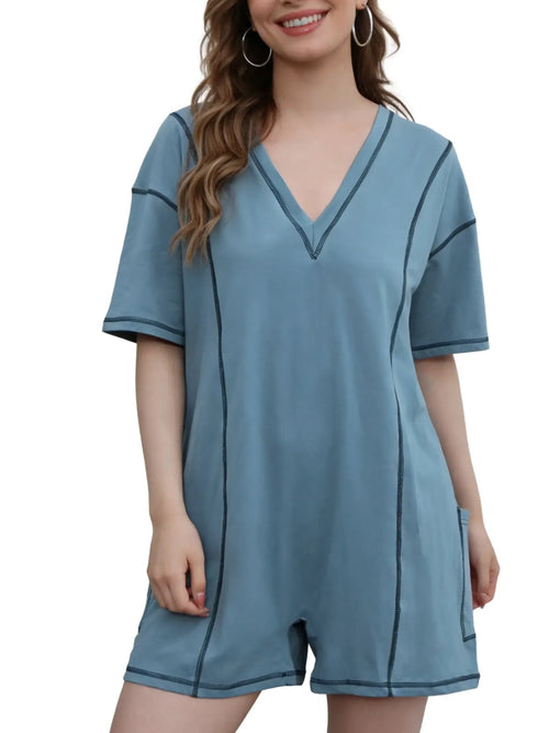 Women's Loose Fit Contrast Short Romper