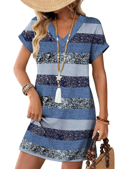 Women's Fashion V-Neck Short Sleeve Casual Dress