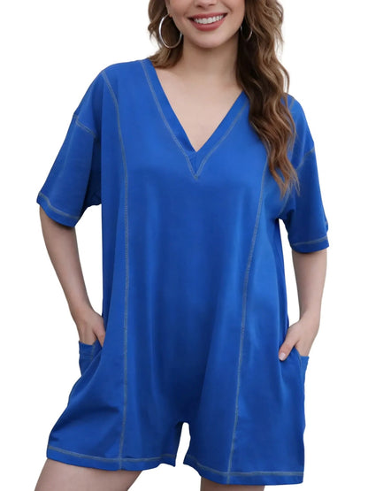 Women's Loose Fit Contrast Short Romper