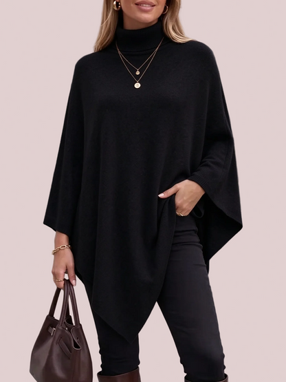 Women's Asymmetric Hem Knit Poncho Top