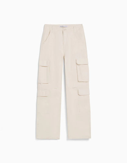Adjustable Multi-pocket Twill Cargo Trousers