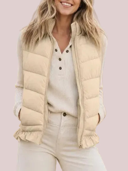 Women's Ruffle Hem Puffer Vest