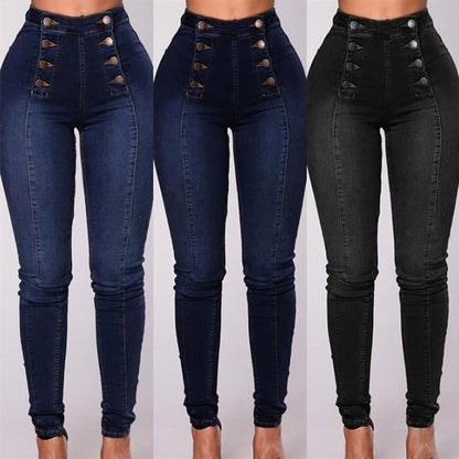 Double Breasted High Waist Skinny Jeans