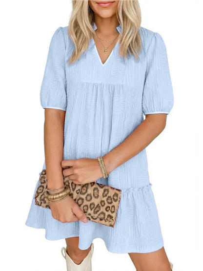 Women's Contrast Trim Loose Fit Tunic Dress