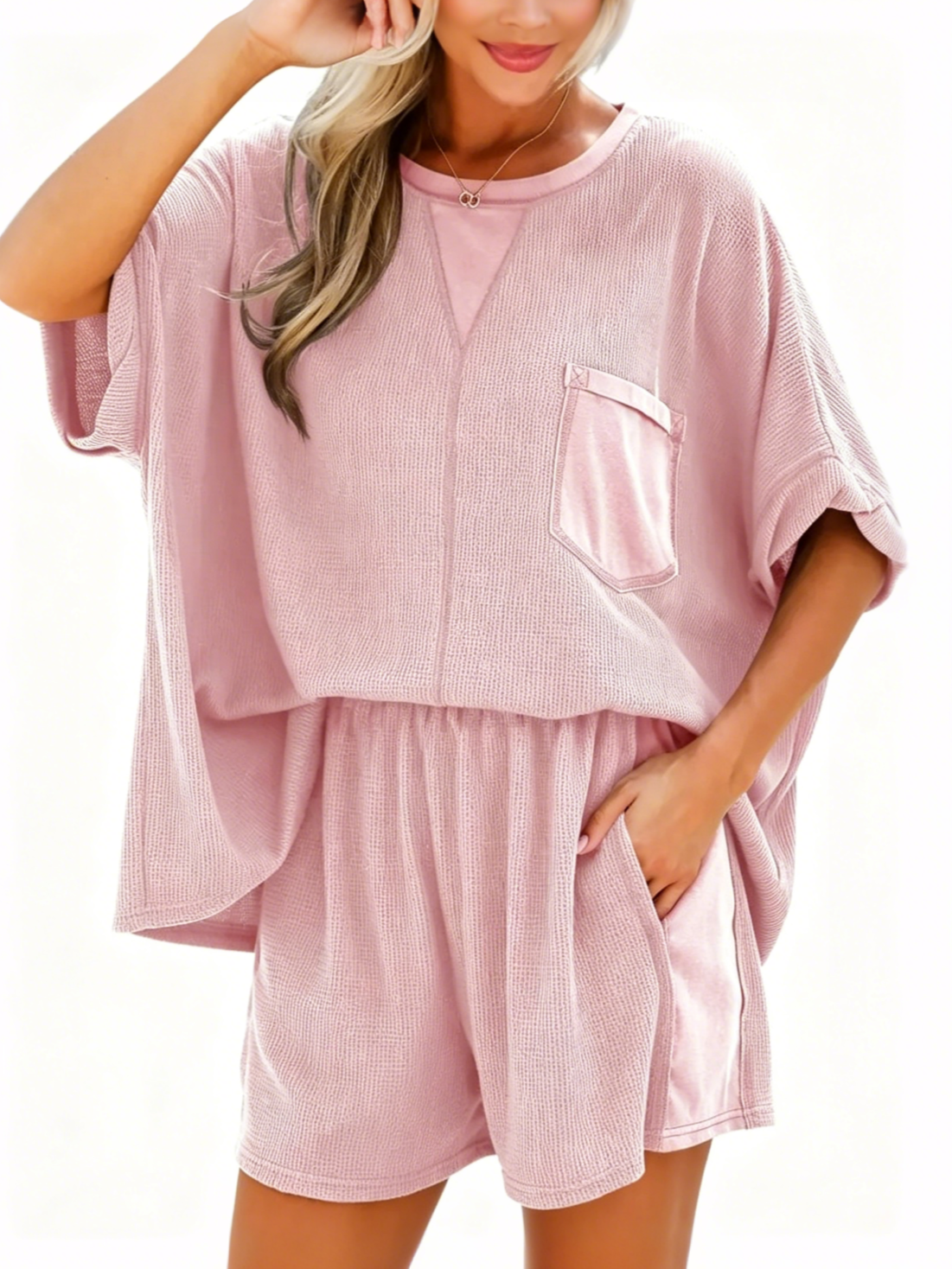 Women’s Relaxed Fit Waffle Two-Piece Outfit