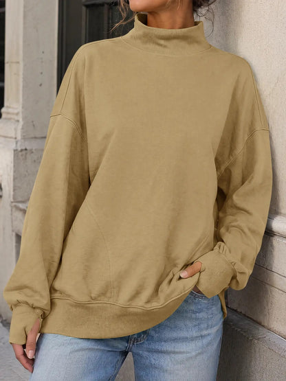 Women's Thumb‑Hole Mock Neck Sweatshirt