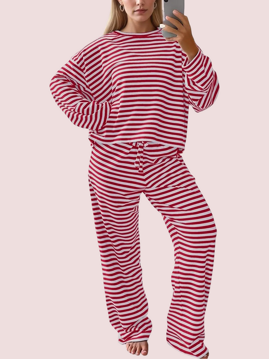 Women's Striped Casual Two-Piece Set