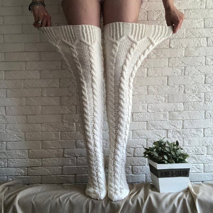 Winter Warm Over Knee Extra Long Knitted Socks