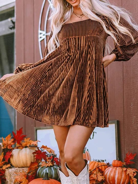 Women's Square Neck Tie Back Ribbed Dress