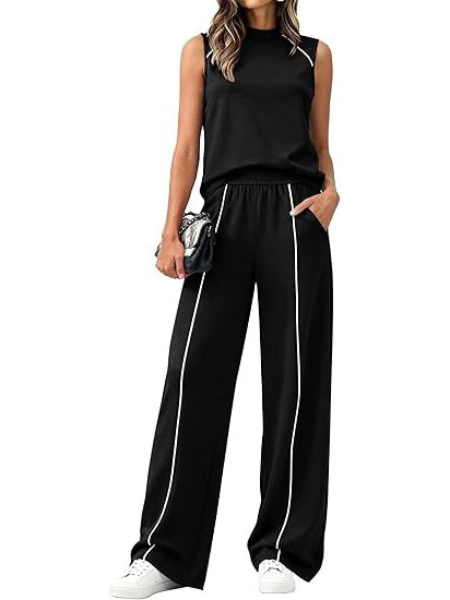 Women's Linear Contrast Trim 2 Piece Outfit