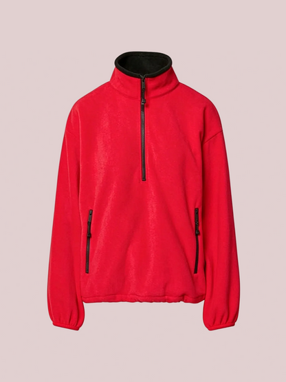 Women's Contrast Trim Stand Collar Fleece Pullover
