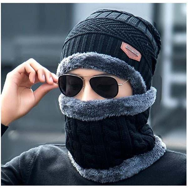 Winter Knitted Beanie Hat Scarf Set