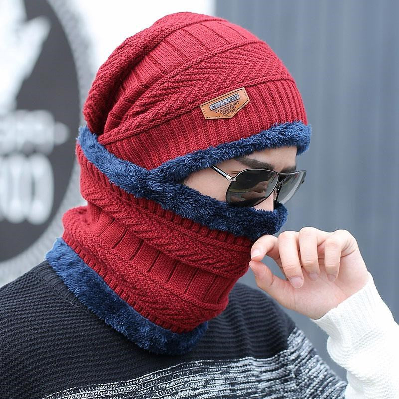 Winter Knitted Beanie Hat Scarf Set