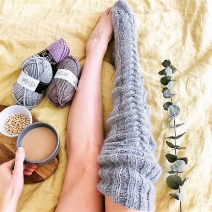 Winter Warm Over Knee Extra Long Knitted Socks