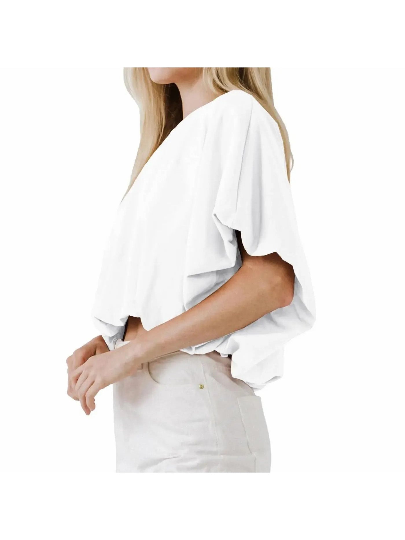 Women's Baggy Flowy Batwing Crop Blouse