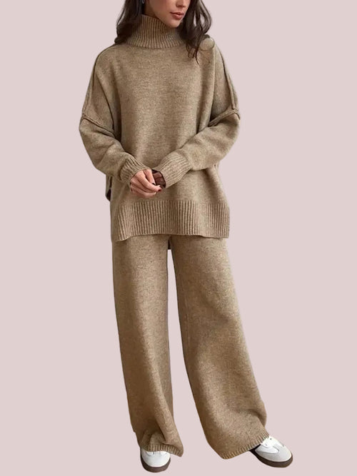 Women's 2 Pcs Solid Color Sweater Set for Autumn Winter