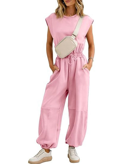 Women's Loose Fit Elastic Waist Jogger Jumpsuit