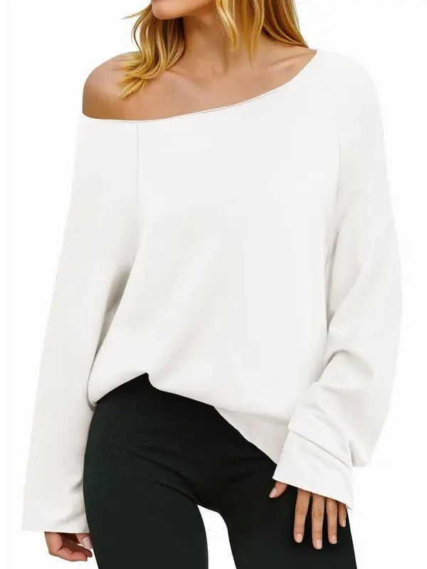Women's Off‑Shoulder Loose Long‑Sleeve Top