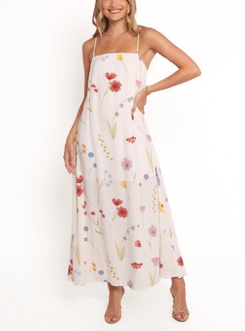Women's Summer Spaghetti Strap Floral Print Maxi Dress